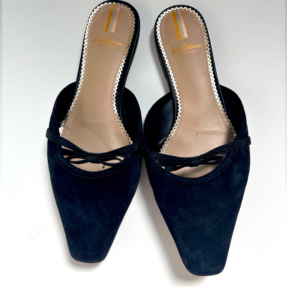 Sam Edelman Suede Buckle Mules Carol in Black